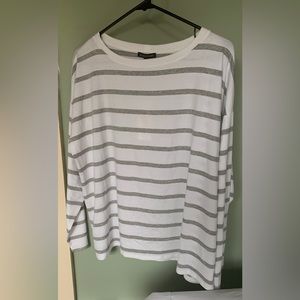 Eileen Fisher Bateau Neck long sleeve gray stripe size L NWT